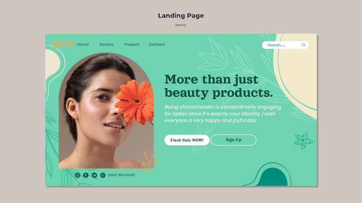 PSD gratuito plantilla de página de destino de productos para el cuidado de la piel