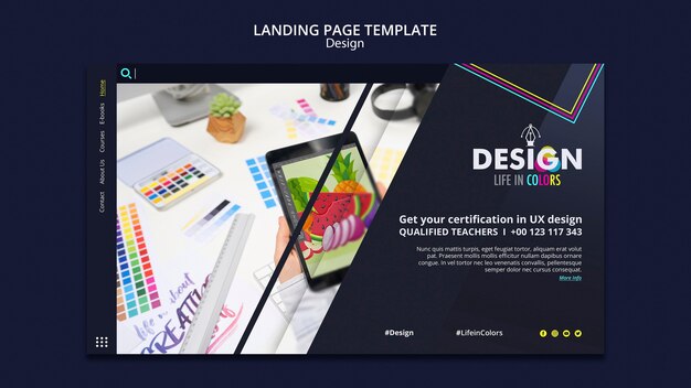 Plantilla de página de destino de profesión de diseño gráfico