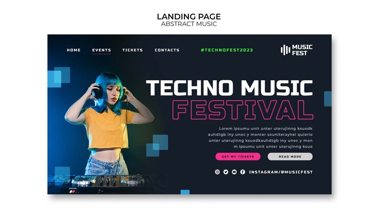 PSD gratuito plantilla de página de destino de programa de música