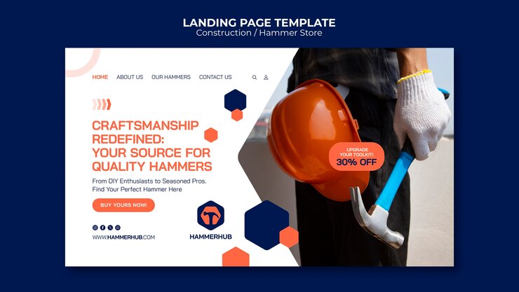 PSD gratuito plantilla de página de destino del proyecto de construcción