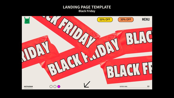 PSD gratuito plantilla de página de destino de rebajas de viernes negro