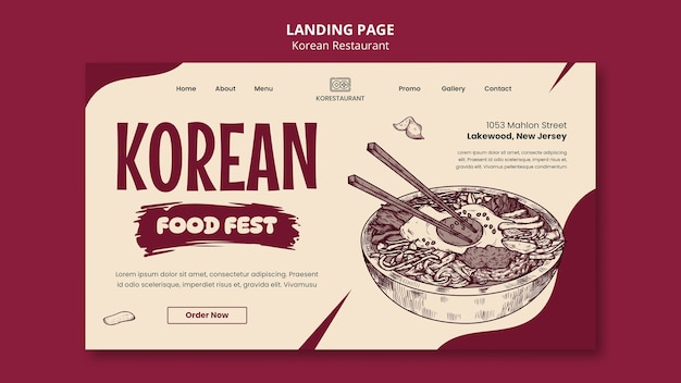 Plantilla de página de destino de restaurante coreano