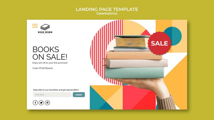 PSD gratuito plantilla de página de destino de salida de libros