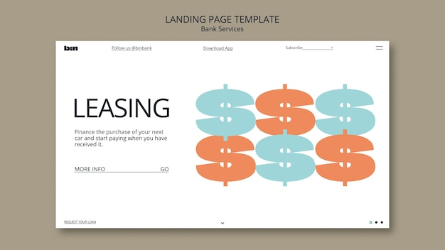 PSD gratuito plantilla de página de destino de servicios bancarios