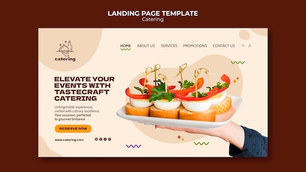 PSD gratuito plantilla de página de destino de servicios de comedor