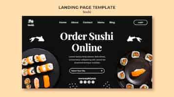 PSD gratuito plantilla de página de destino de sushi