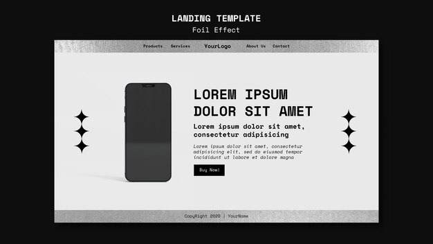 Plantilla de página de destino para tecnología con efecto de lámina