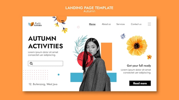 PSD gratuito plantilla de página de destino de temporada de otoño
