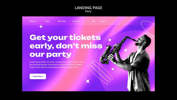 PSD gratuito plantilla de página de destino de tiempo de fiesta