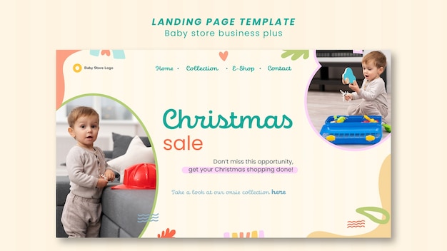 PSD gratuito plantilla de página de destino de tienda de bebés de diseño plano
