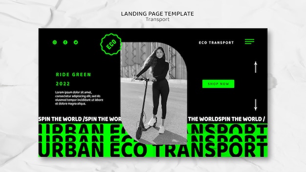 Plantilla de página de destino de transporte ecológico