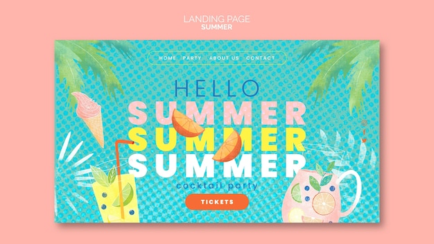Plantilla de página de destino de vacaciones de verano