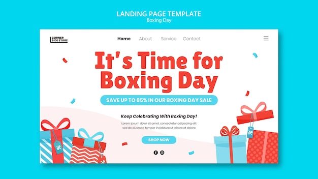 Plantilla de página de destino de venta del día del boxeo