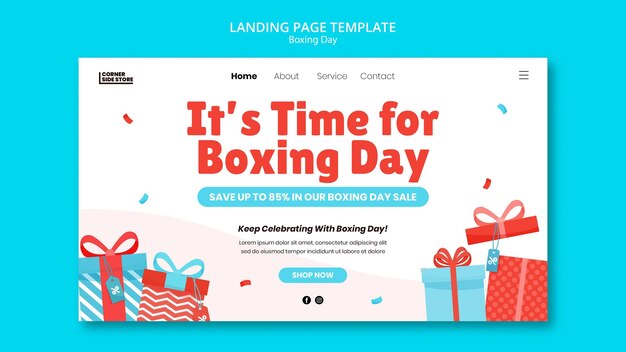 Plantilla de página de destino de venta del día del boxeo