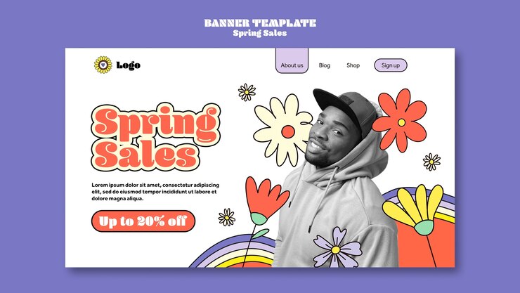 PSD gratuito plantilla de página de destino de venta de primavera floral