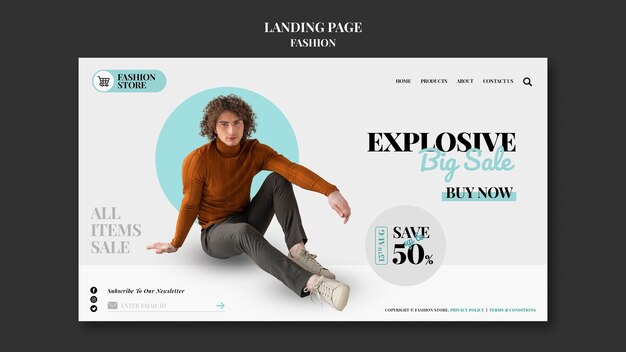 Plantilla de página de destino de ventas de moda