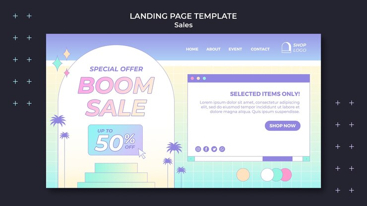 PSD gratuito plantilla de página de destino de ventas retro