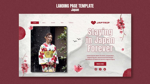 PSD gratuito plantilla de página de destino para visitar japón