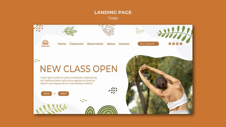 PSD gratuito plantilla de página de destino de yoga