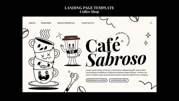 Plantilla de página de inicio de cafetería