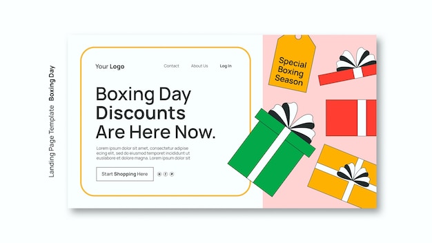Plantilla de página de inicio de celebración del día del boxeo