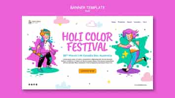 PSD gratuito plantilla de página de inicio de celebración del festival holi