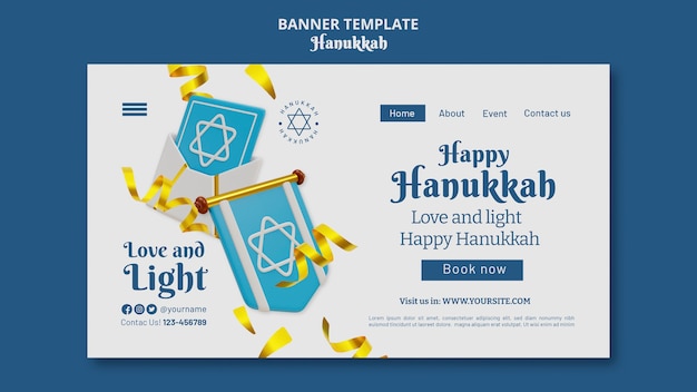 PSD gratuito plantilla de página de inicio de celebración de hanukkah