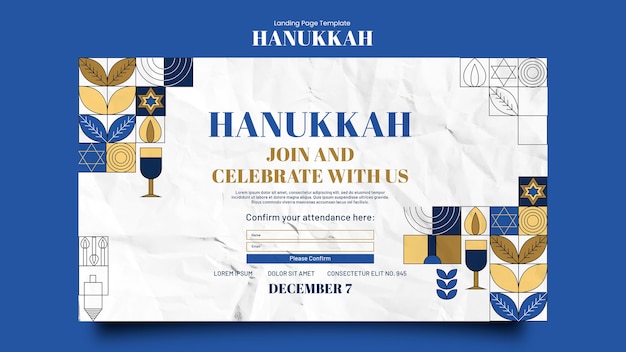 PSD gratuito plantilla de página de inicio de celebración de hanukkah