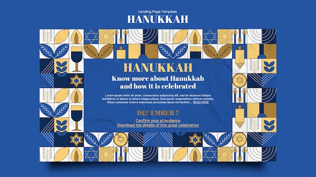 Plantilla de página de inicio de celebración de hanukkah