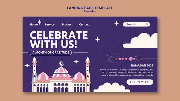 Plantilla de página de inicio de celebración del ramadán