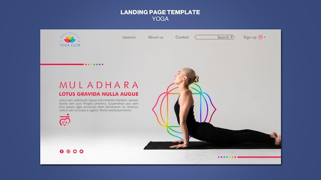 PSD gratuito plantilla de página de inicio de concepto de yoga