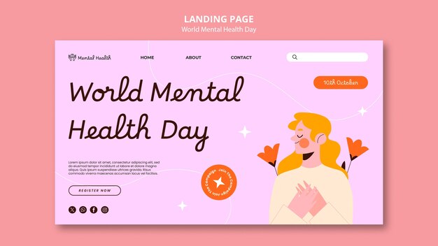 Plantilla de página de inicio del día mundial de la salud mental