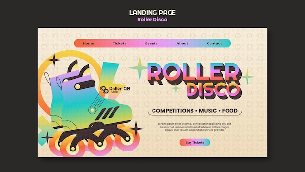 Plantilla de página de inicio de discoteca con rodillos degradados