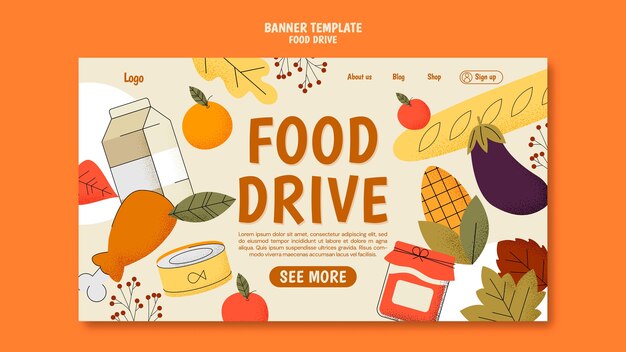 Plantilla de página de inicio del evento de colecta de alimentos