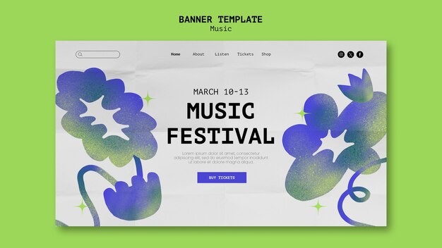 Plantilla de página de inicio de evento musical