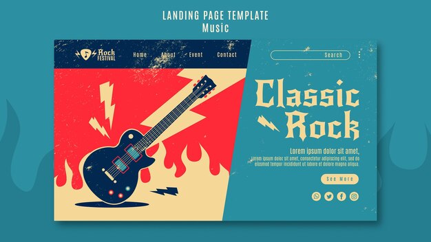Plantilla de página de inicio de festival de música rock