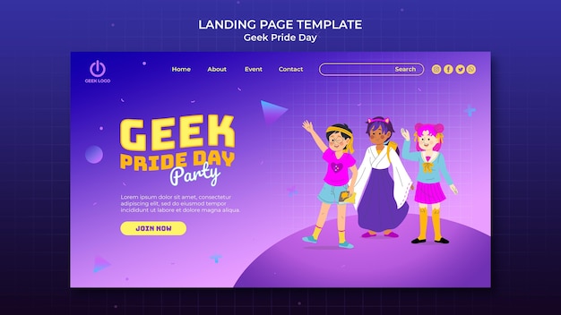 Plantilla de página de inicio de fiesta especial del día del orgullo geek