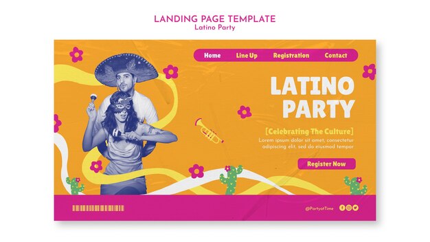 PSD gratuito plantilla de página de inicio de fiesta latina