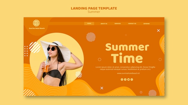 PSD gratuito plantilla para la página de inicio con horario de verano