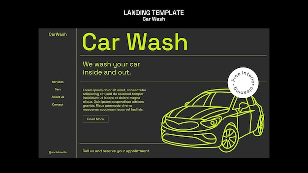 Plantilla de página de inicio del servicio de lavado de autos