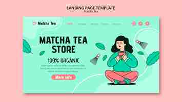 PSD gratuito plantilla de página de inicio de té matcha