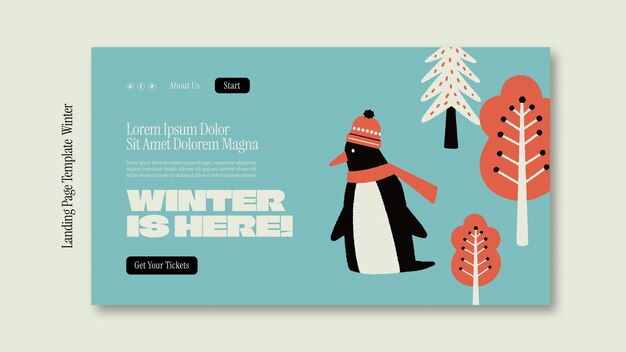 Plantilla de página de inicio de temporada de invierno