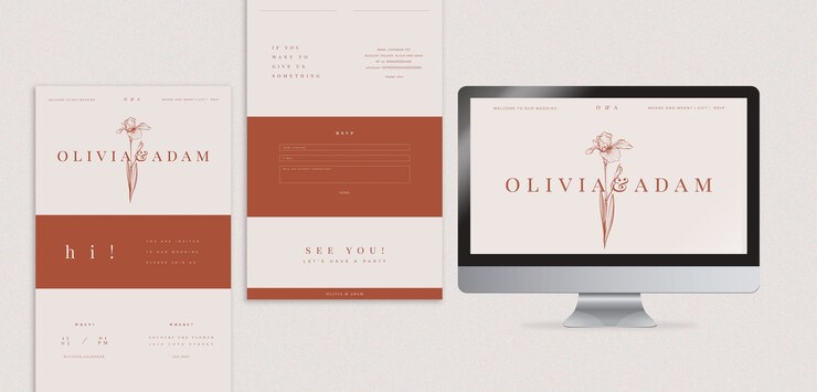 PSD gratuito plantilla de página web de boda elegante
