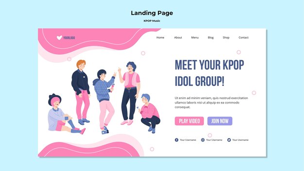 Plantilla de página web de K-pop