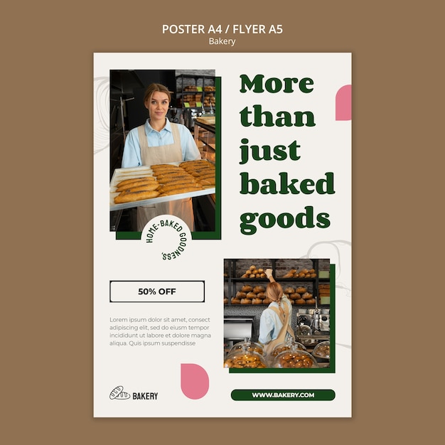 Plantilla de panadería de diseño plano