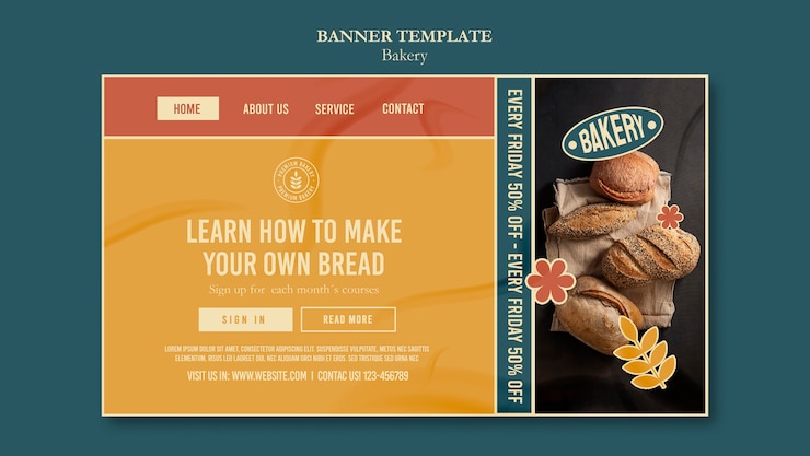 PSD gratuito plantilla de panadería de diseño plano