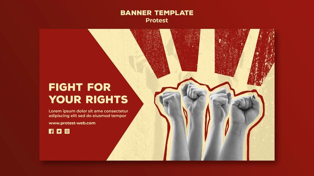 Plantilla de pancarta con protestas por los derechos humanos