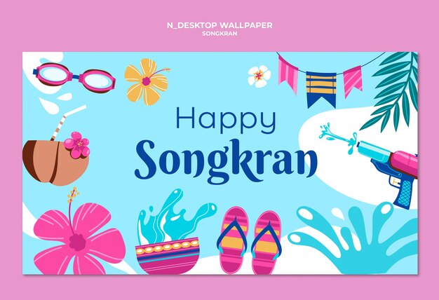 plantilla de papel tapiz de escritorio para la celebración de Songkran