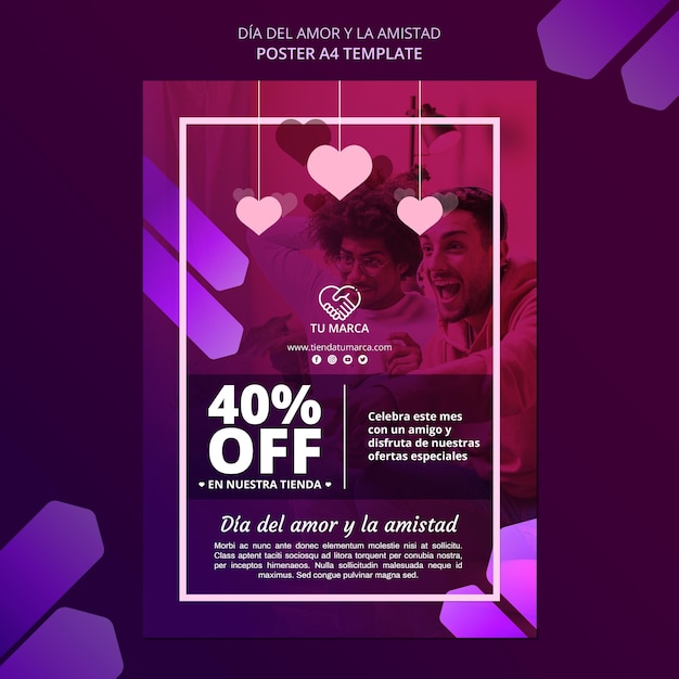 PSD gratuito plantilla de papelería de cartel de amor y ventas