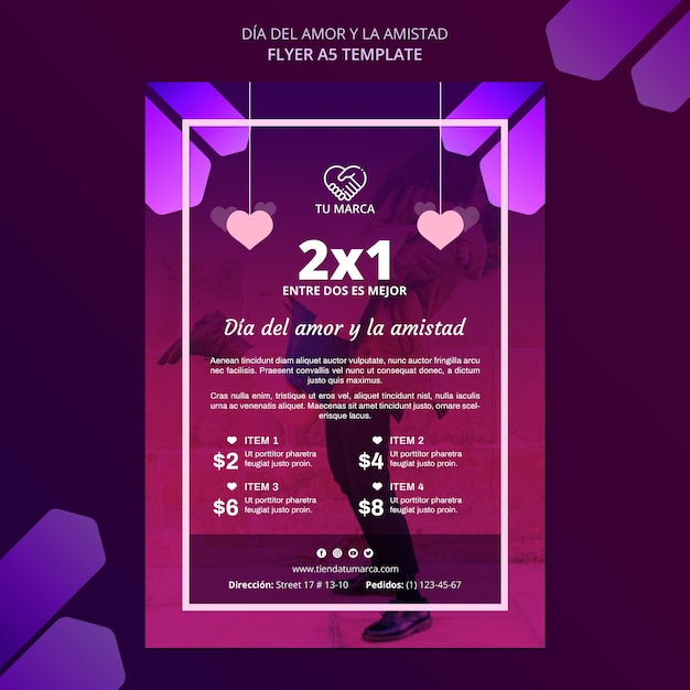 Plantilla de papelería de volante de amor y descuentos